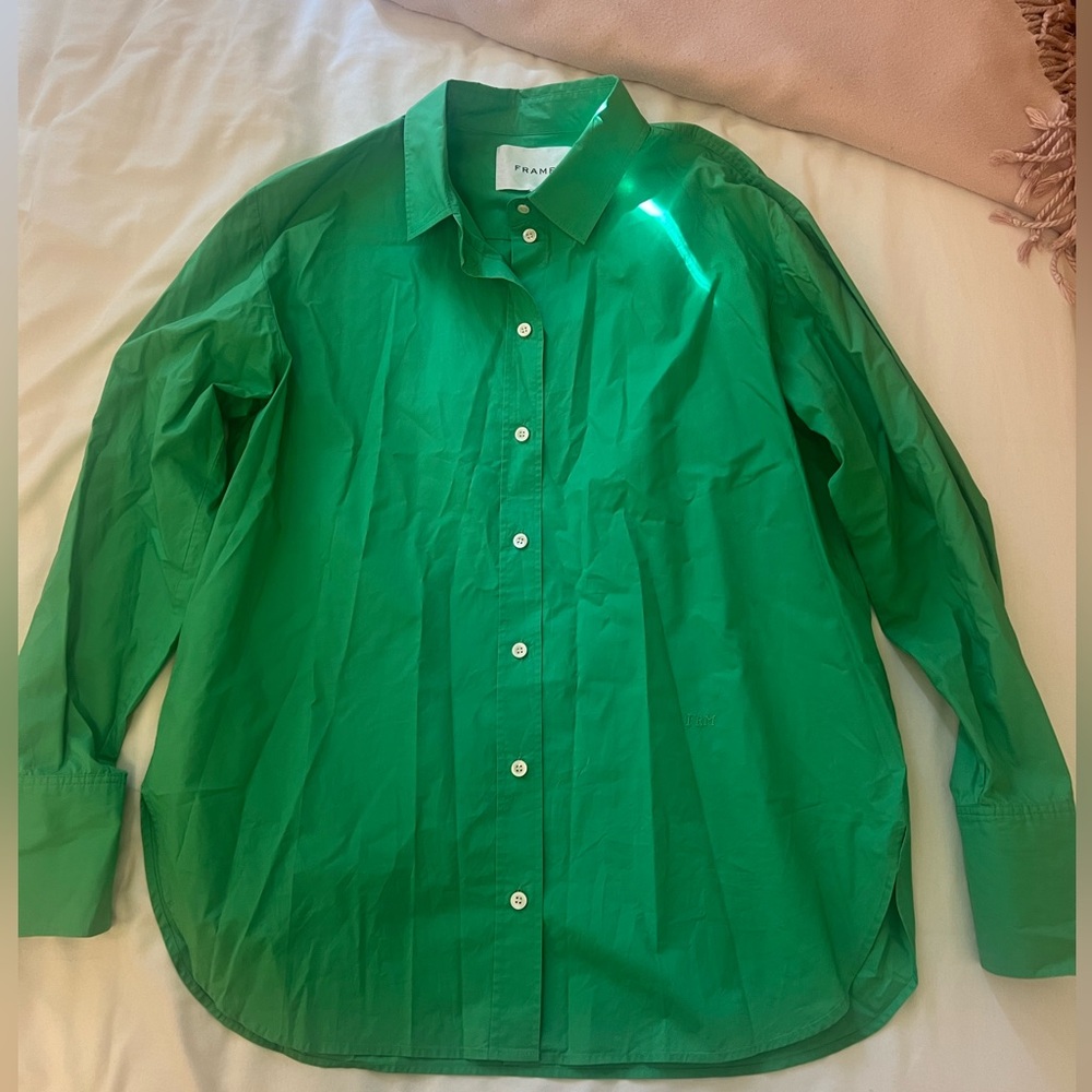 Frame Green Button Down Oversized